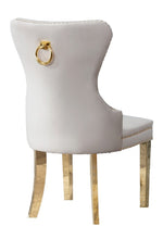 Beata 2 Cream Velvet/Gold Metal Side Chairs