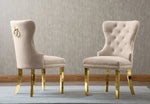 Beata 2 Cream Velvet/Gold Metal Side Chairs