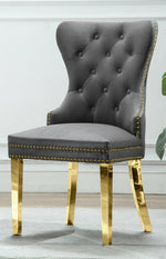 Beata 2 Dark Gray Fabric/Gold Metal Side Chairs