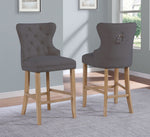 Beata 2 Gray Linen Fabric/Wood Bar Stools