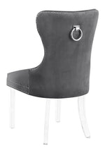 Beata 2 Dark Gray Velvet/Clear Side Chairs