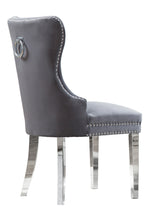 Beata 2 Dark Gray Velvet/Silver Metal Side Chairs