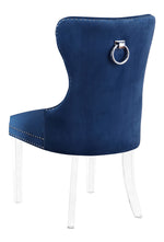 Beata 2 Navy Blue Velvet/Clear Side Chairs