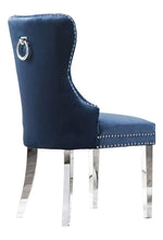 Beata 2 Navy Blue Velvet/Silver Metal Side Chairs