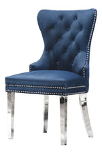 Beata 2 Navy Blue Velvet/Silver Metal Side Chairs