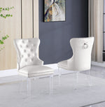 Beata 2 White Faux Leather/Clear Acryl Side Chairs