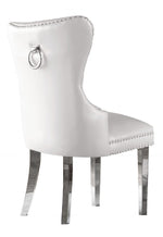 Beata 2 White Faux Leather/Silver Metal Side Chairs