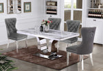 Bellamy 5-Pc White Marble/Dark Gray Dining Table Set