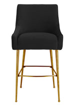 Beatrix Pleated Black Velvet/Gold Metal Bar Stool