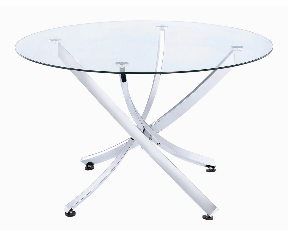 Beckham Clear Glass/Chrome Metal Round Dining Table