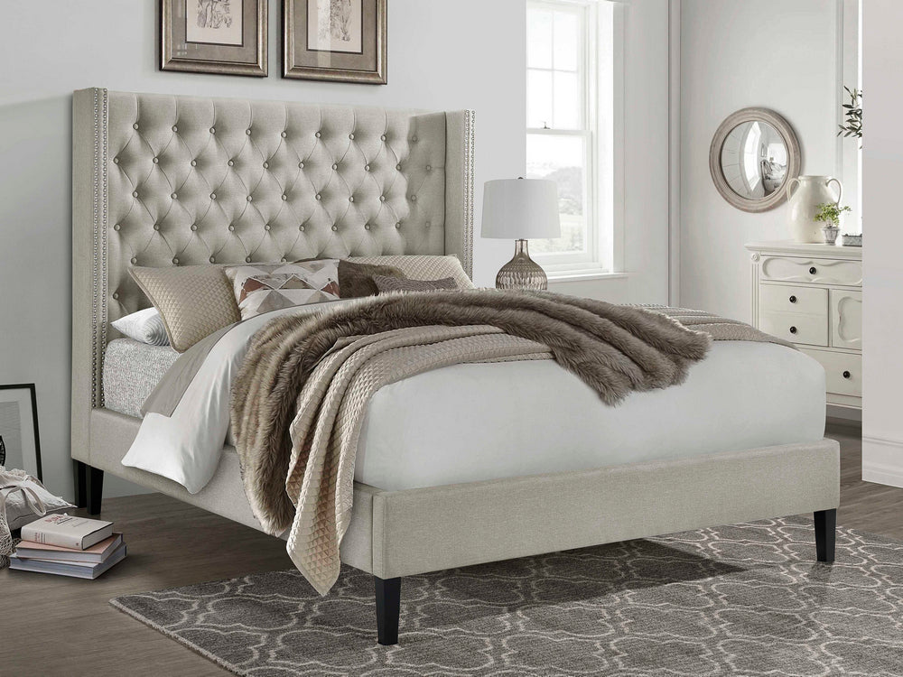 Belisha Beige Fabric Cal King Platform Bed