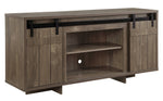 Bellarosa Gray Washed Wood TV Stand with Sliding Barn Doors