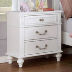 Belva White Wood 3-Drawer Nightstand with USB