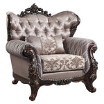 Benbek Neutral Fabric/Antique Oak Wood Chair