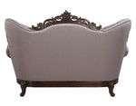 Benbek Neutral Fabric/Antique Oak Wood Loveseat