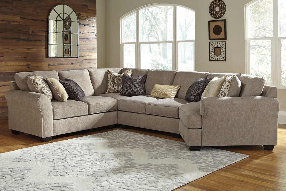 Pantomine 4-Pc Driftwood Fabric Sectional with Armless Loveseat & RAF Cuddler