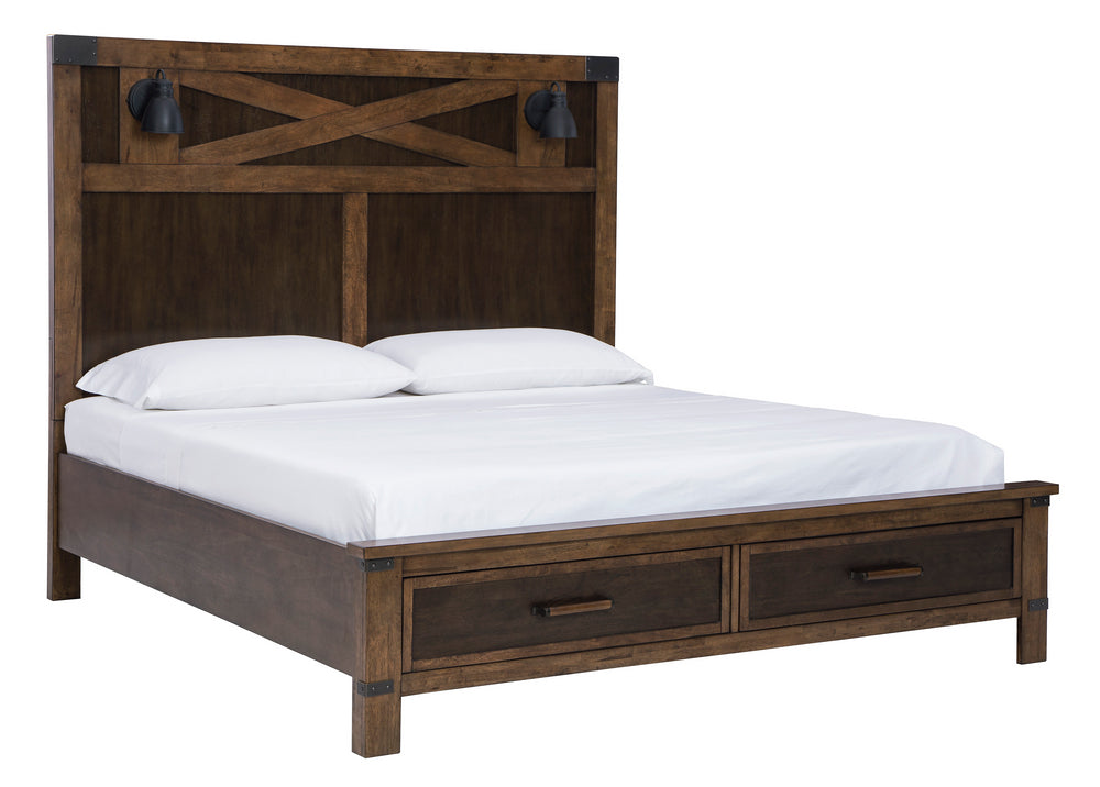 Wyattfield Two-Tone Wood King Storage Bed