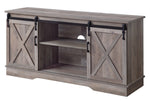 Bennet Gray Wood TV Stand with 2 Sliding Barn Doors