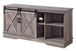 Bennet Gray Wood TV Stand with 2 Sliding Barn Doors