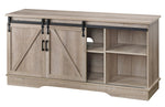 Bennet Oak Wood TV Stand with 2 Sliding Barn Doors