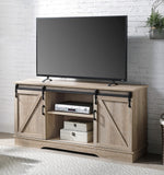 Bennet Oak Wood TV Stand with 2 Sliding Barn Doors