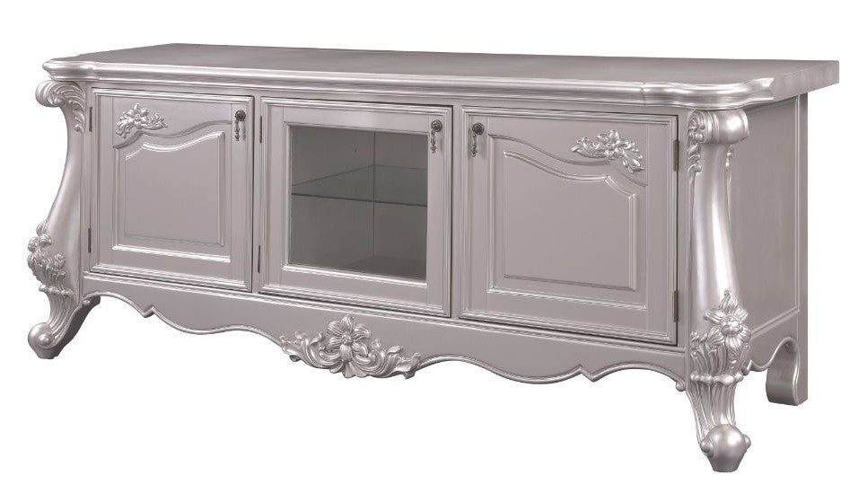 Bently Champagne Wood TV Stand with Floral Motifs