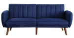 Bernstein Blue Linen Channel Tufted Adjustable Sofa Bed