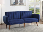 Bernstein Blue Linen Channel Tufted Adjustable Sofa Bed