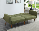 Bernstein Green Linen Channel Tufted Adjustable Sofa Bed