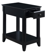 Bertie Black Wood Side Table with Drawer & Shelf