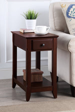 Bertie Espresso Wood Side Table with Drawer & Shelf