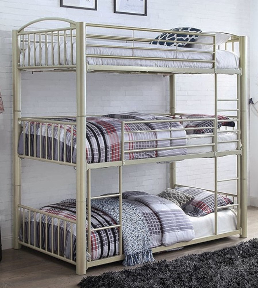 Bettina Metallic Gold Twin Triple Bunk Bed