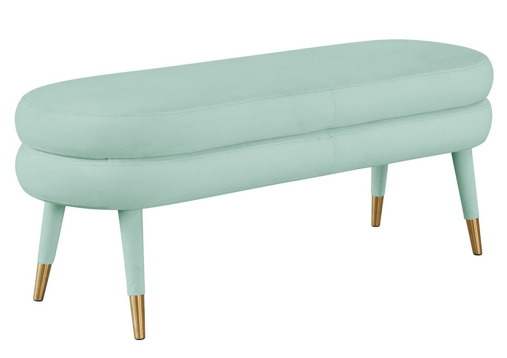 Betty Glam Sea Foam Green Velvet Bench