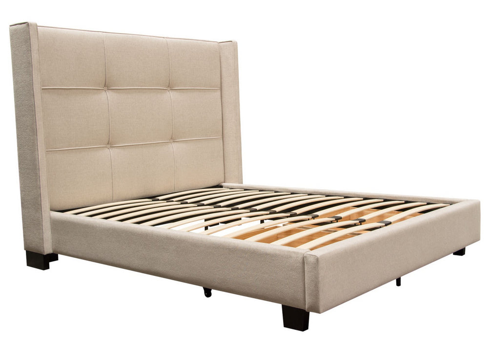 Beverly Sand Fabric Eastern King Bed with Storage