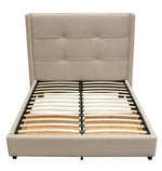 Beverly Sand Fabric Eastern King Bed with Storage