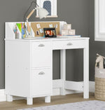 Billie White Wood 3-Drawer Writing Desk with Bulletin Board