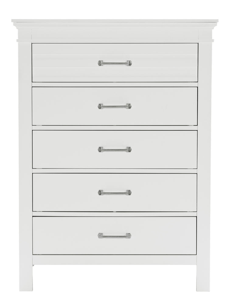 Blaire White Wood 5-Drawer Chest