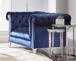 Bleker 3-Pc Blue Velvet Button Tufted Sofa Set