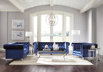 Bleker 3-Pc Blue Velvet Button Tufted Sofa Set