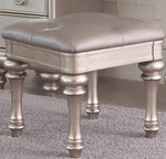 Bling Game Metallic Platinum Wood/Leatherette Vanity Stool