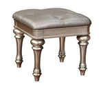 Bling Game Metallic Platinum Wood/Leatherette Vanity Stool