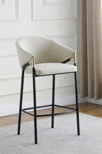 Blodwen 2 Beige Fabric/Black Metal Bar Stools