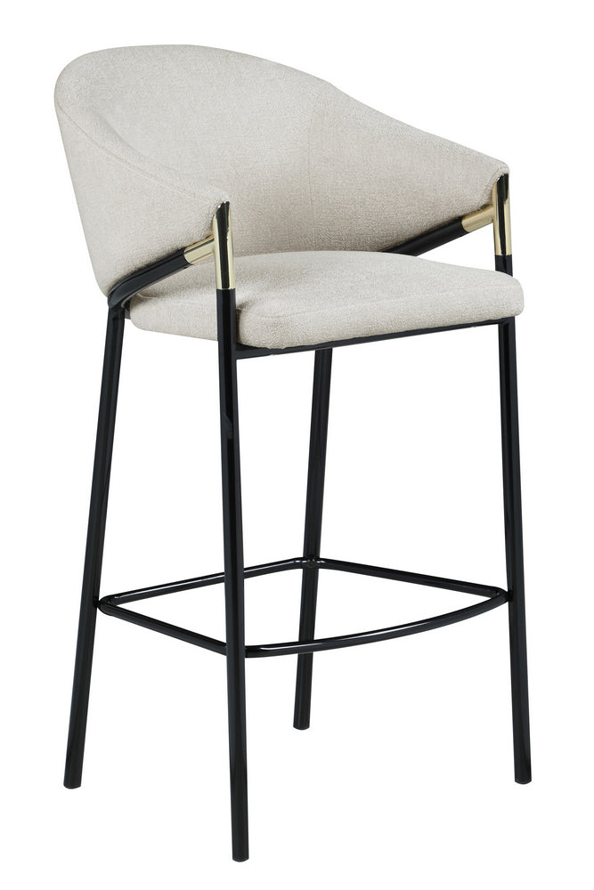 Blodwen 2 Beige Fabric/Black Metal Bar Stools