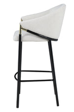 Blodwen 2 Beige Fabric/Black Metal Bar Stools