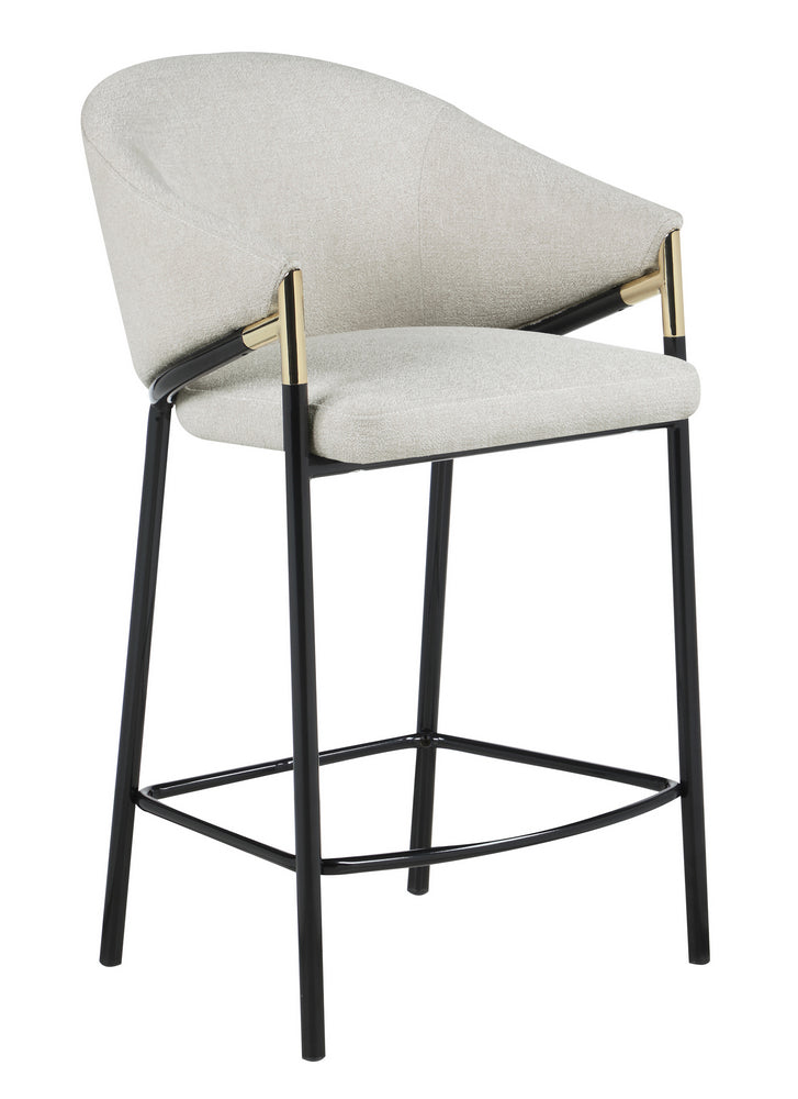 Blodwen 2 Beige Fabric/Black Metal Counter Height Stools