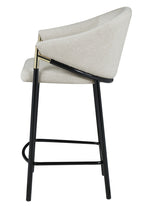 Blodwen 2 Beige Fabric/Black Metal Counter Height Stools