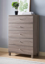 Bluma Dark Taupe Wood 5-Drawer Chest