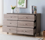 Bluma Dark Taupe Wood 6-Drawer Dresser