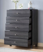 Bluma Distressed Grey Wood 5-Drawer Chest