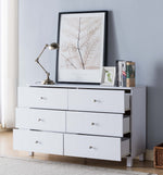 Bluma White Wood 6-Drawer Dresser
